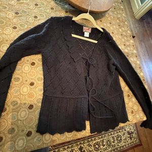 April Cornell lace knit tie front sweater large